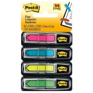 Post-it Arrow Flags ½" x 1¾". 4 Bright Colours.